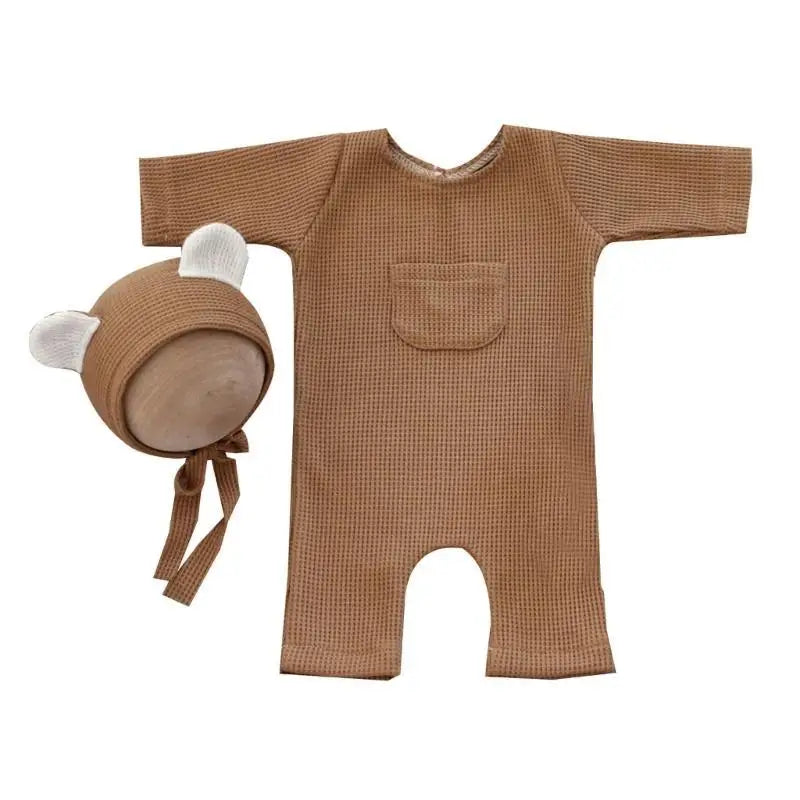 Baby Bear Romper & Beanie Newborn Photo Costume Set 0-2M