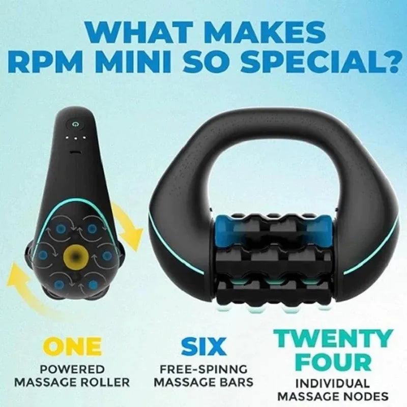Mini Rolling Percussive Massager Whole Body Fatigue Relief Deep Tissue and Muscle Recovery Rechargeable Powerful 3-Speed Spin Peaceful Pleasures Health and Wellness