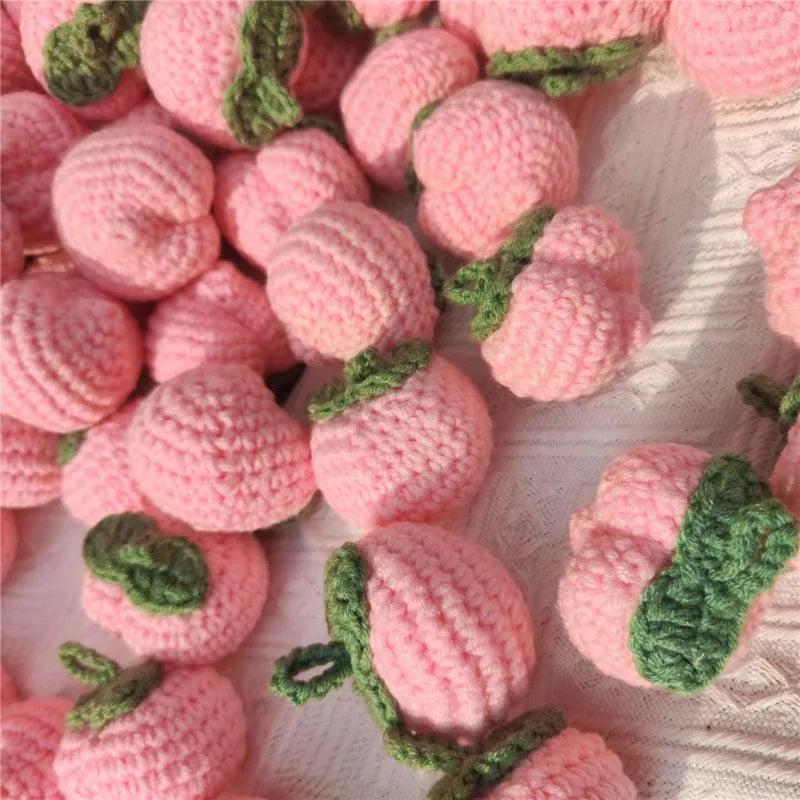Crochet Peach Ornaments 10-Pack | Handmade Knitted Yarn Crafts