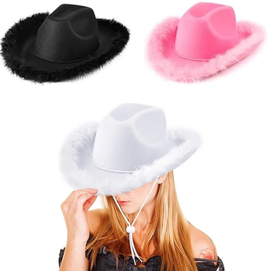 6-Pack Fluffy Cowgirl Hats – Bachelorette & Bridal Party Set Costume Party Hat Peaceful Pleasures Health and Wellness