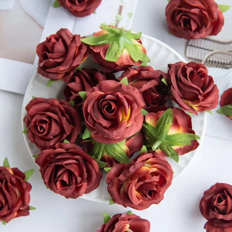 Artificial Silk Rose Heads 25/50pcs – Wedding & Party Decor
