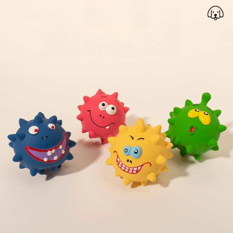 Cute Cartoon Big-Eyed Dog Sound Dog Toy Eco-Friendly Latex Interactive Pet Toy Ball Fun To Relieve Boredom Peaceful Pleasures Health and Wellness