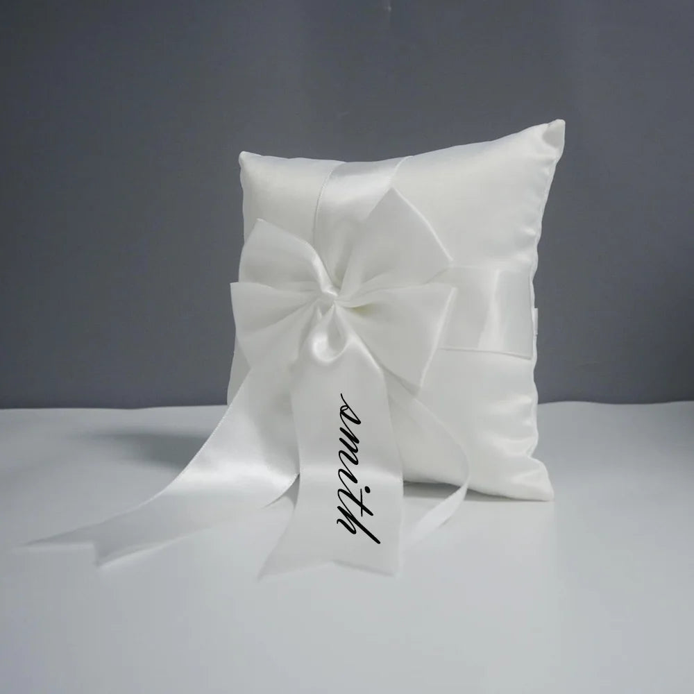 Custom Satin Bow Wedding Ring Bearer Pillow | Ceremony Gift