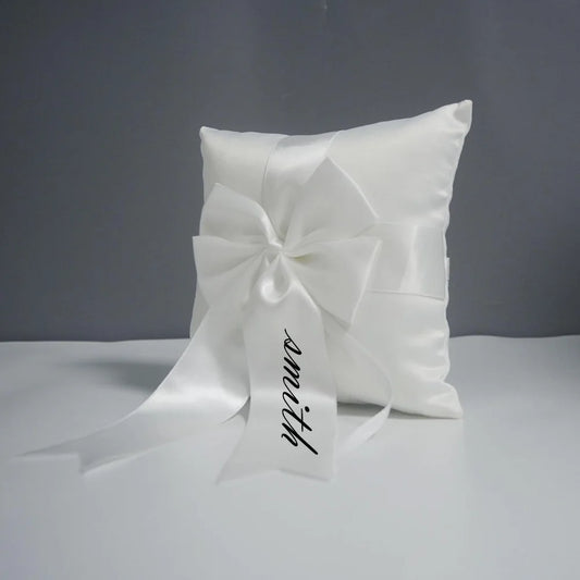 Custom Satin Bow Wedding Ring Bearer Pillow | Ceremony Gift Wedding Ring Pillow Peaceful Pleasures Health and Wellness