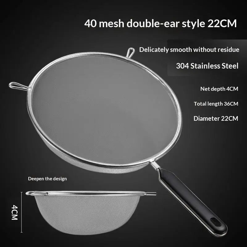 SUS 304 Fine Mesh Kitchen Strainer Set | Non-Slip Handle, 3 Sizes Fine Mesh Strainer Set Peaceful Pleasures Health and Wellness J