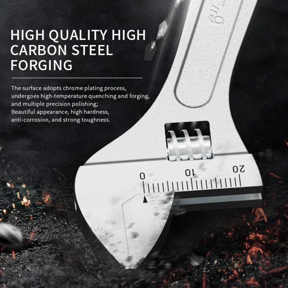 Adjustable Wrench Large Openin Long Handle Universal Spanner Clamp Wrench Carbon Steel Mechanical Workshop Hand Repair Tools Peaceful Pleasures Health and Wellness
