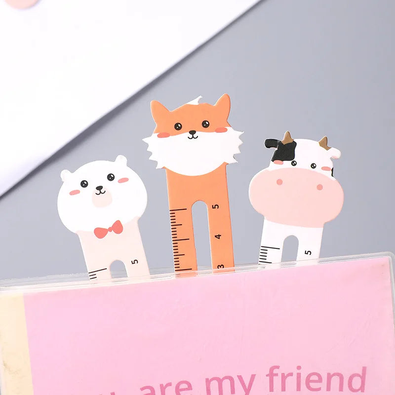 Cartoon Cute Animal Paper Bookmarks Card Suit Mini Ruler Markers Clip
