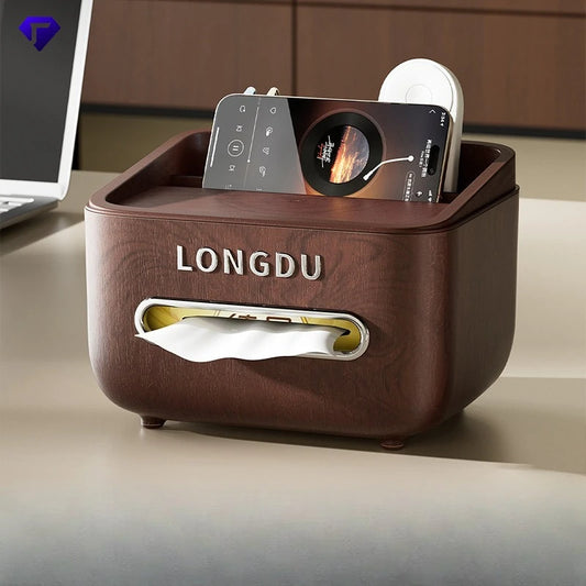 Vintage High Quality Wood Grain Tissue Box Multifunctional Remote Control Holder for Living Room Coffee Table Dining Table Peaceful Pleasures Health and Wellness