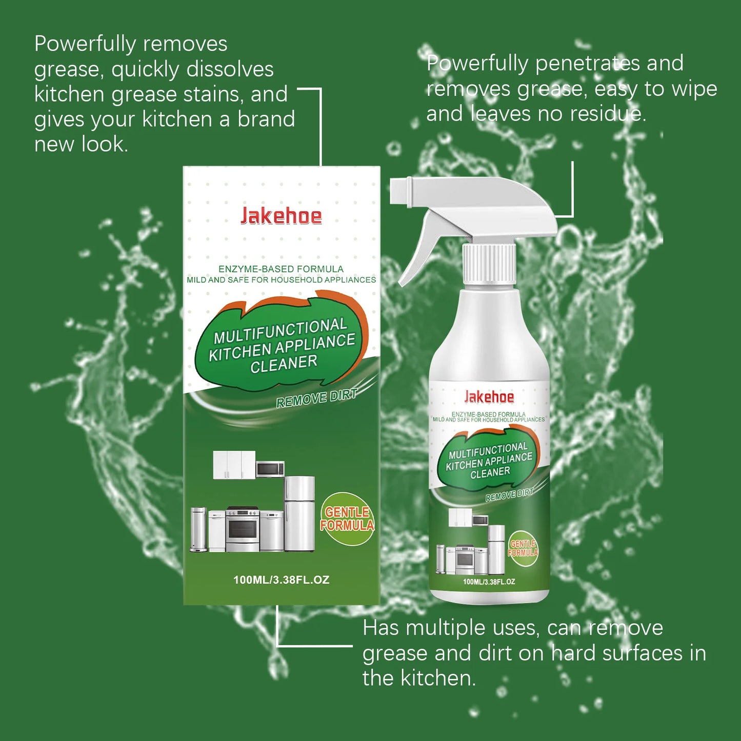 JAKEHOE 100ml Kitchen Degreaser Spray – Heavy Duty Cookware Cleaner