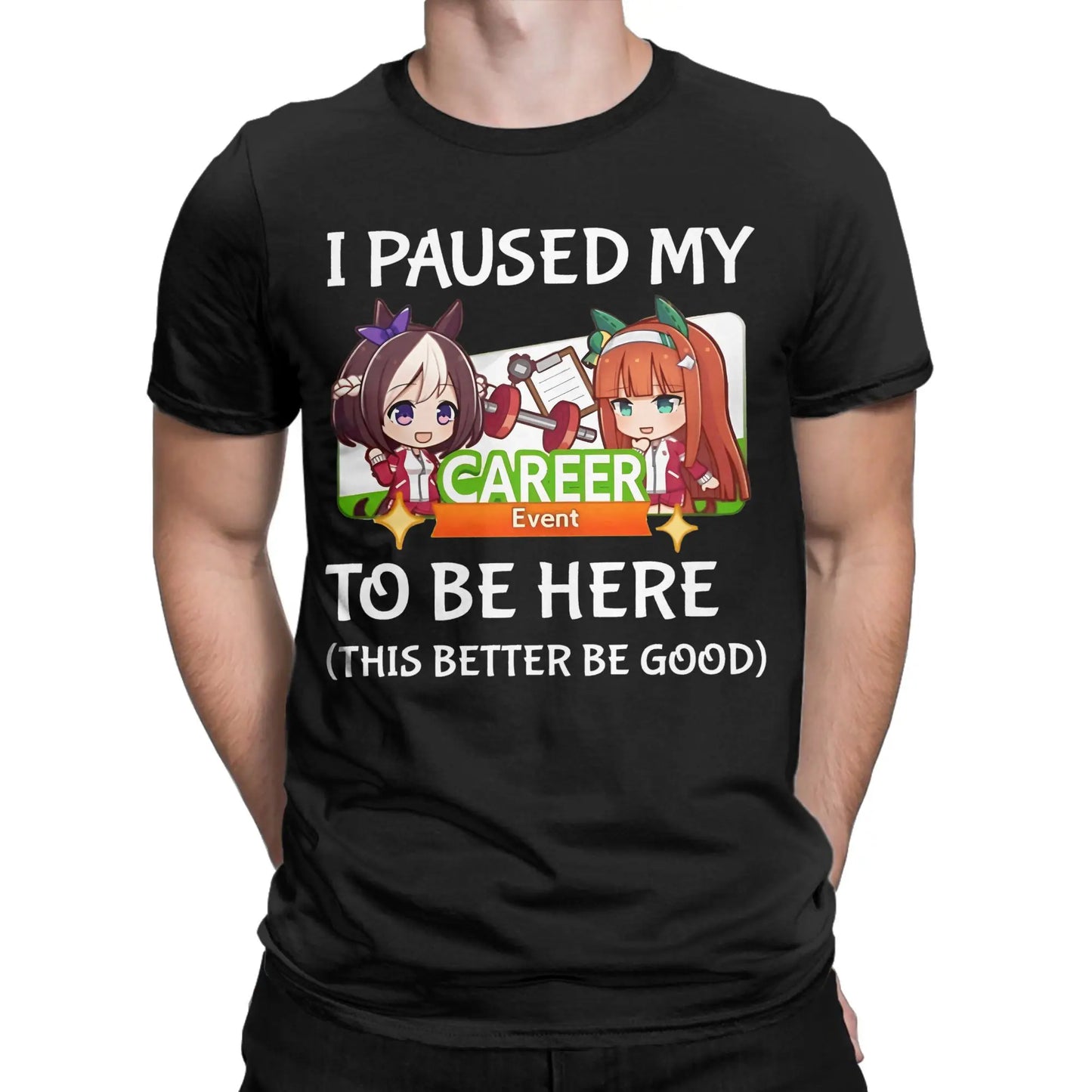 Vintage Uma Musume T-Shirt for Men Crew Neck Pure Cotton T Shirt Anime Short Sleeve Tee Shirt Summer Clothes Peaceful Pleasures Health and Wellness 5 M
