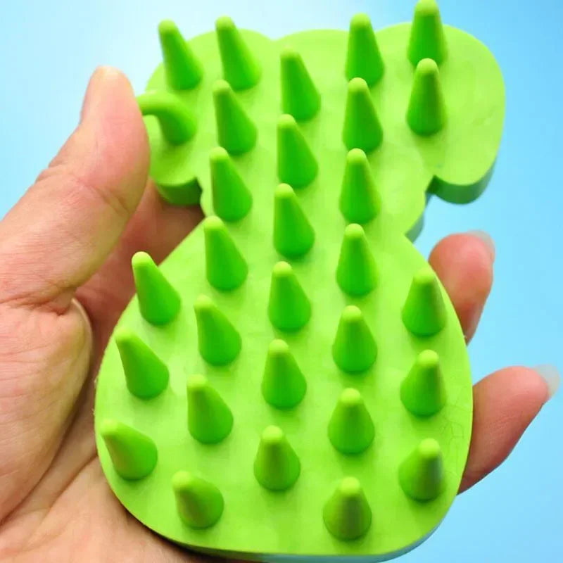 Silicone Pet Grooming Brush – Dog & Cat Massage Bath Comb