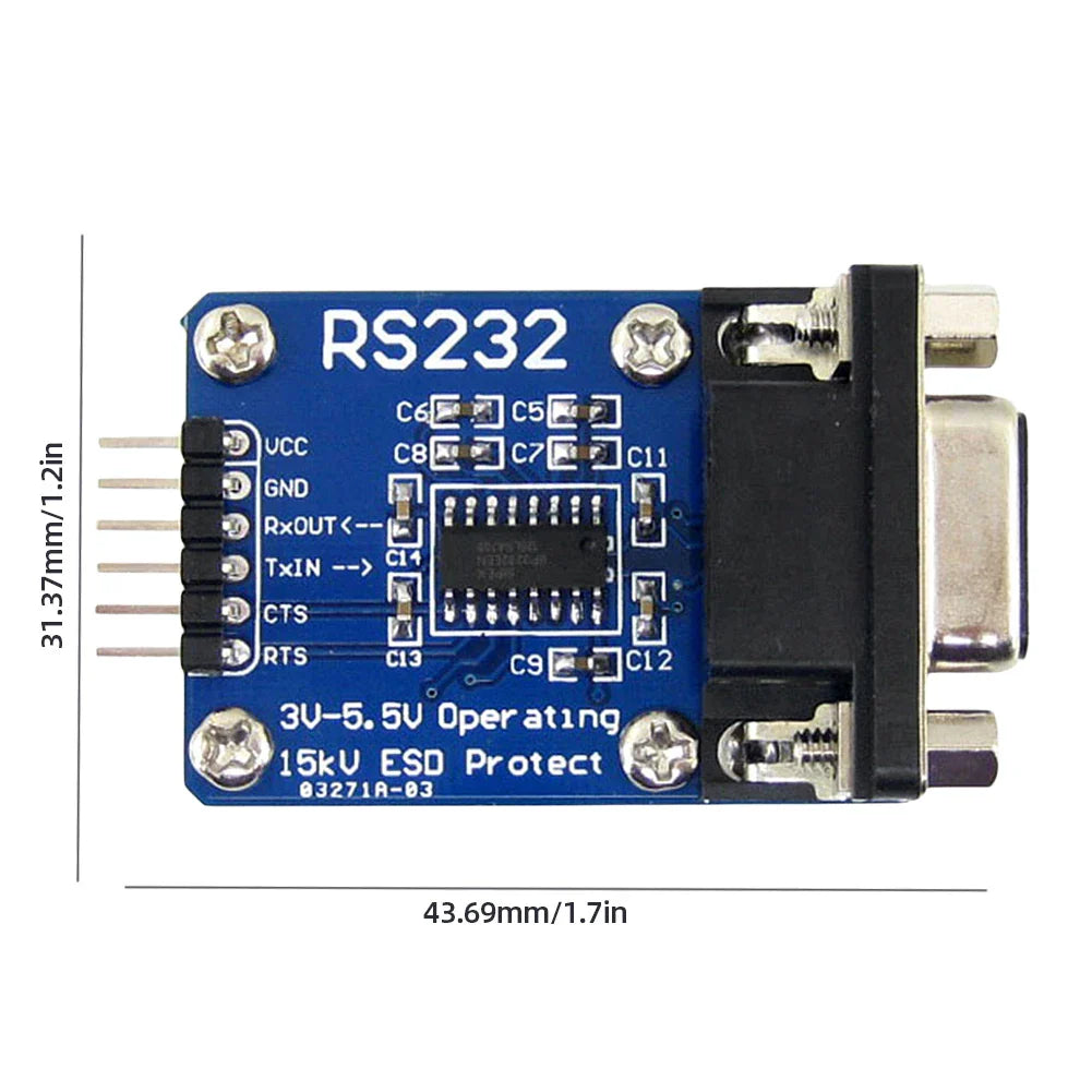 RS232 to TTL Converter Module – SP3232, DB9, ESD Protection