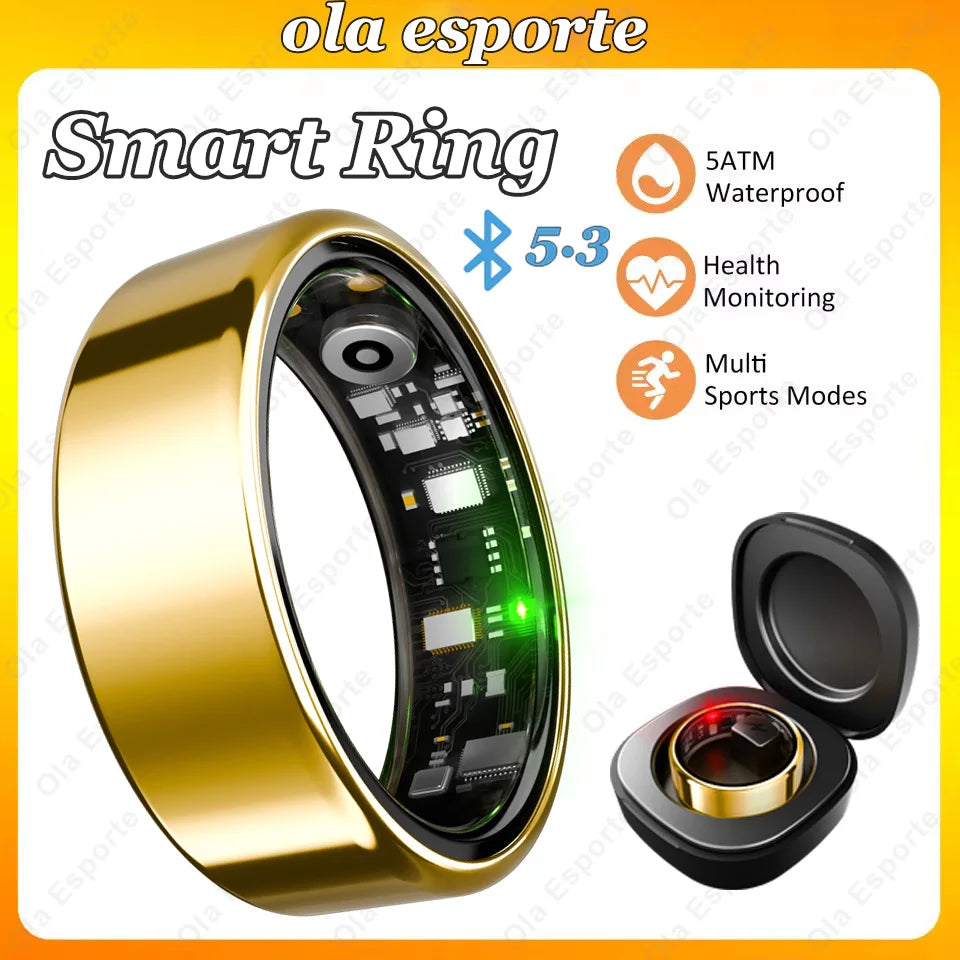 2026 New Smart Ring Men Women, Heart Rate Blood Oxygen and Sleep Monitor Smartring IP68 & 5ATM Waterproof, Multi-sport Mode Ring Peaceful Pleasures Health and Wellness ProGold 13