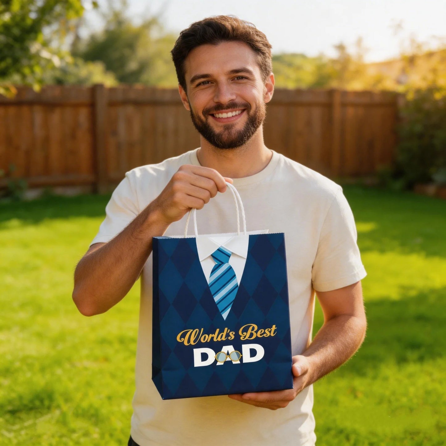 1pc Worlds Best Dad Paper Gift Bag For Fathers Day Gift Wrap Present Bags Party Favor Supplies Bulk For Husband Grandfather Peaceful Pleasures Health and Wellness