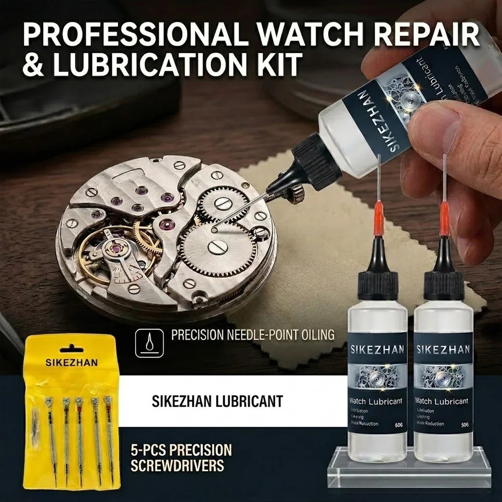 Watch Repair Tool Kit & Mechanical Watch Lubricant Oil Set