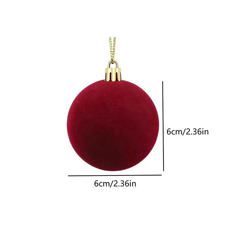Velvet Christmas Ball Ornaments Red & White Xmas Tree Decor