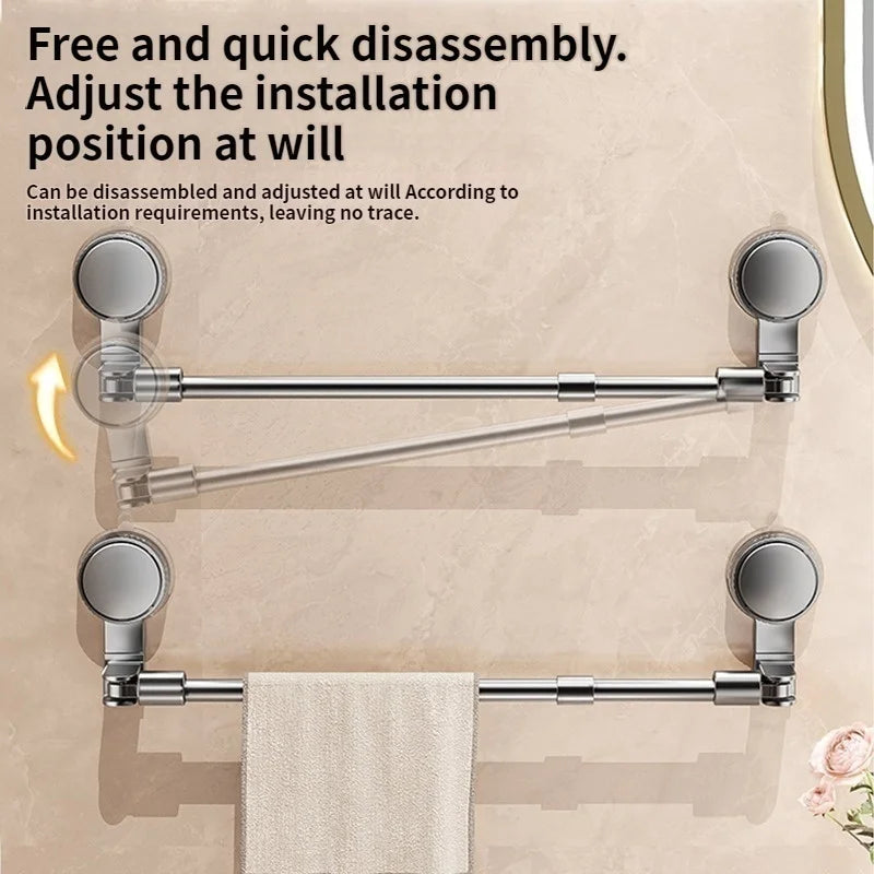Extendable Suction Cup Towel Rack | No-Drill Aluminum Bar