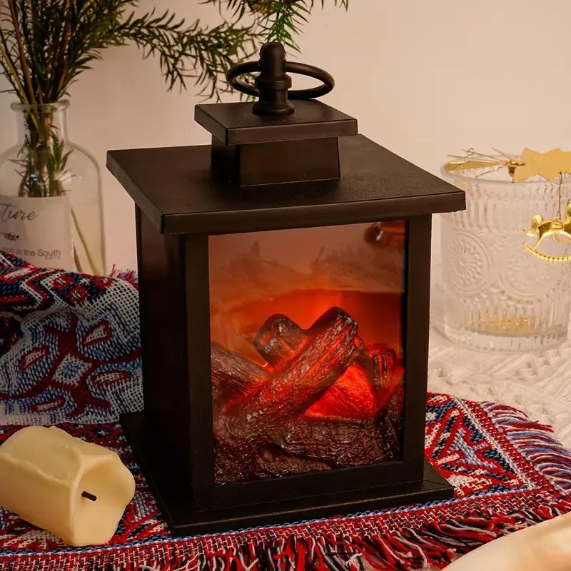 LED Fireplace Lamp Realistic Flame | Battery & USB Tabletop Decor