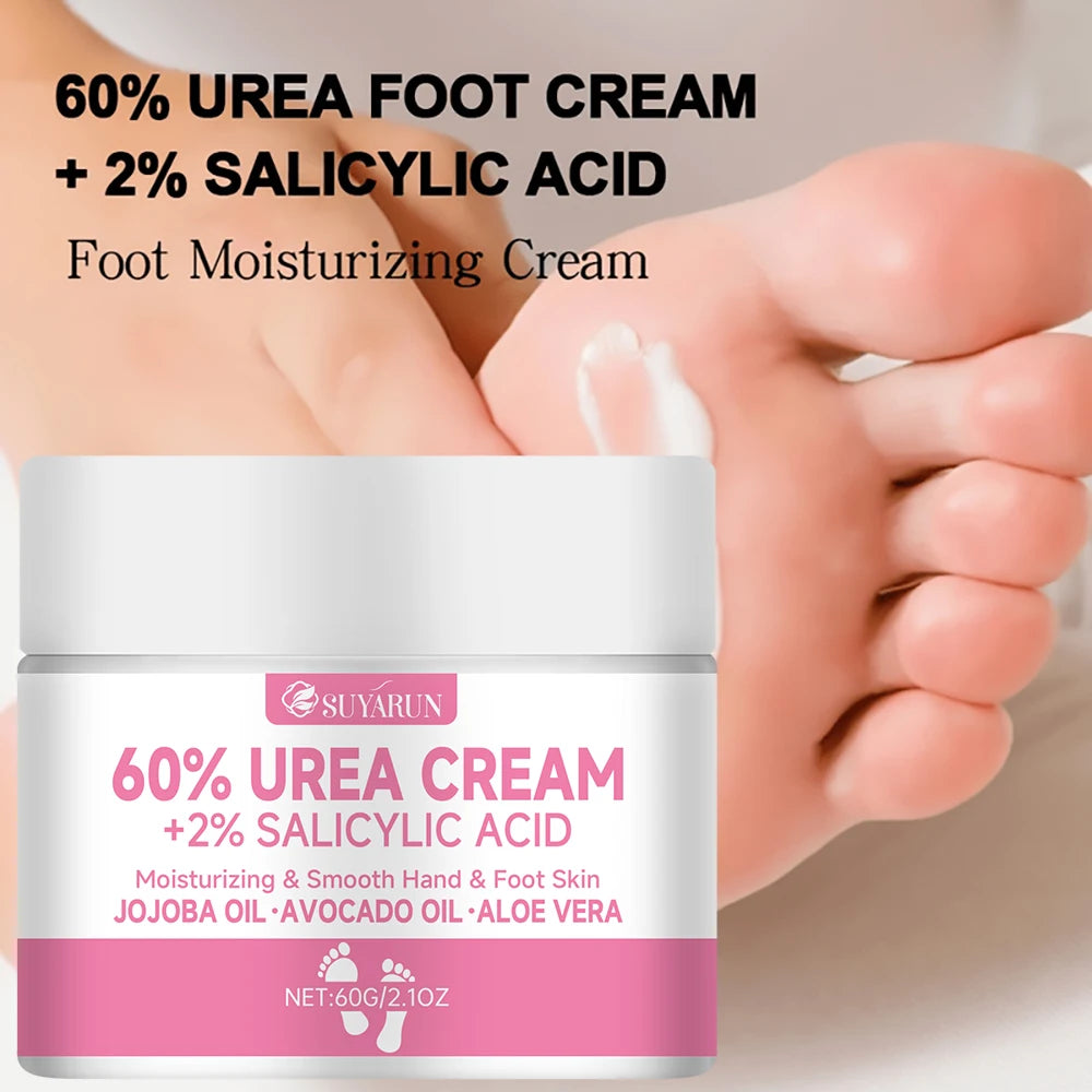 SUYARUN 60% Urea Foot Cream for Cracked Heels & Dry Skin - Intensive Moisturizing Treatment, Callus Remover, Diabetic Foot Care. Peaceful Pleasures Health and Wellness