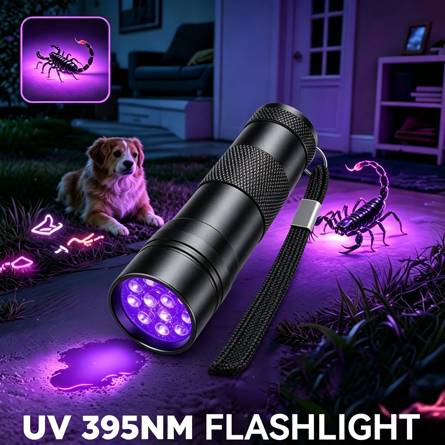395nm UV Blacklight Flashlight – Pet Stain & Scorpion Finder