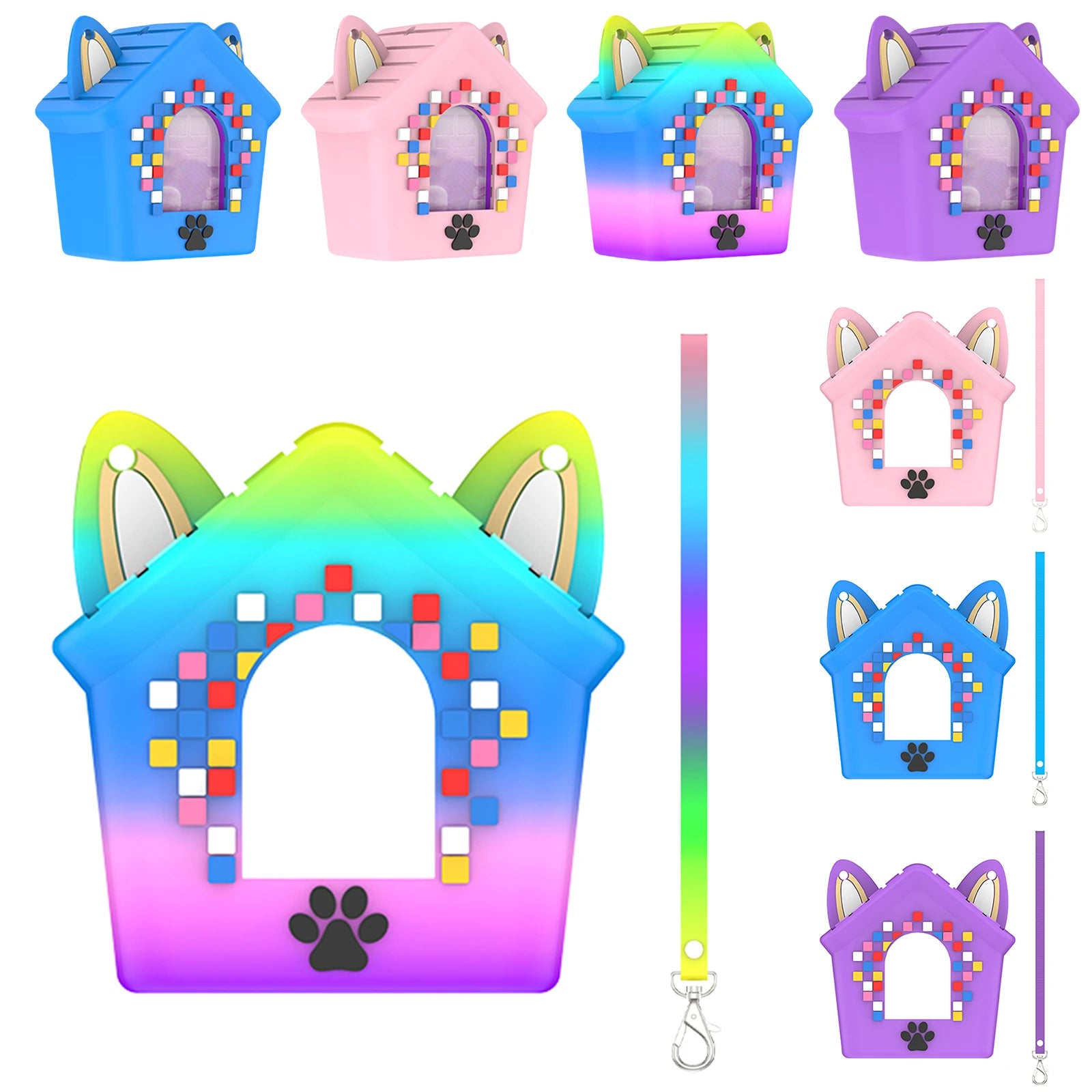 Portable Silicone Sleeve with Lanyard Protective Skin Cover Shockproof & Anti Drop for Bitzee Doghouse Virtual Electronic Pet Peaceful Pleasures Health and Wellness