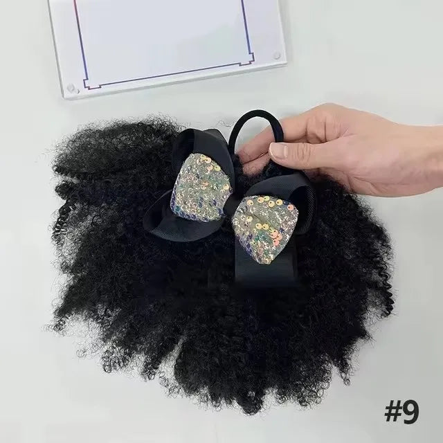 2pcs/pack Soft cute 4inch puff elastic band twist ponytail go afro kinky marley bouncy feel like natural human for baby girls Peaceful Pleasures Health and Wellness Large colors 9 CN