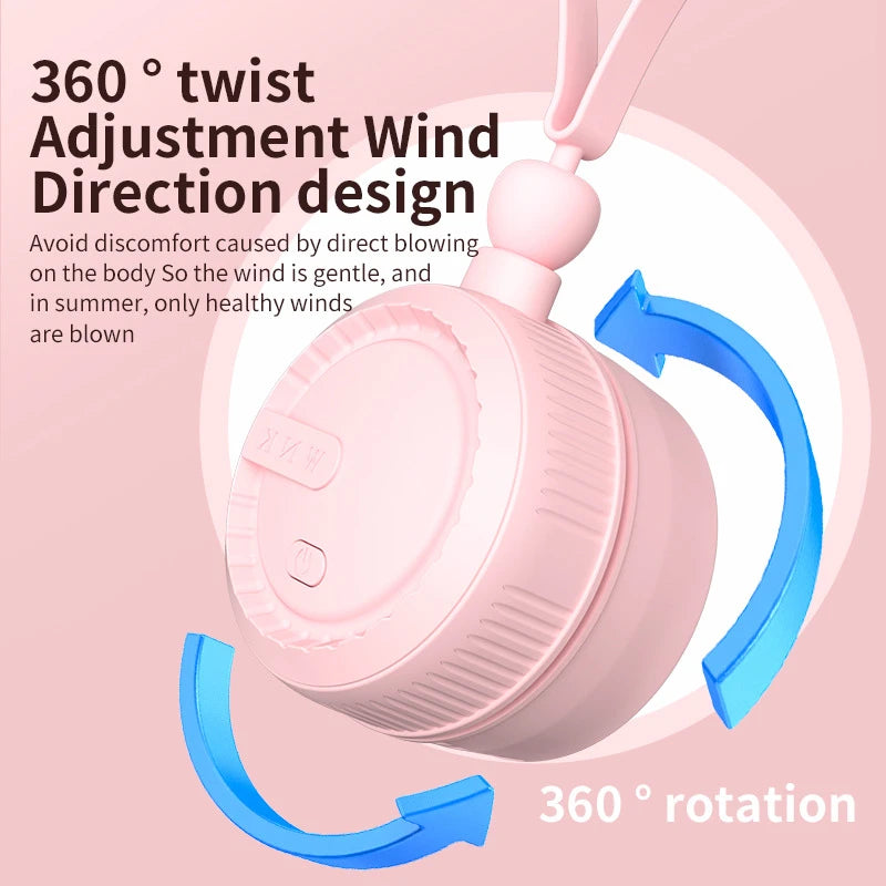 Portable Mini Neck Fan Rechargeable Adjustable Lanyard and Bracket Free Your Hands Outdoor Small Hanging Neck Fan For Children Peaceful Pleasures Health and Wellness