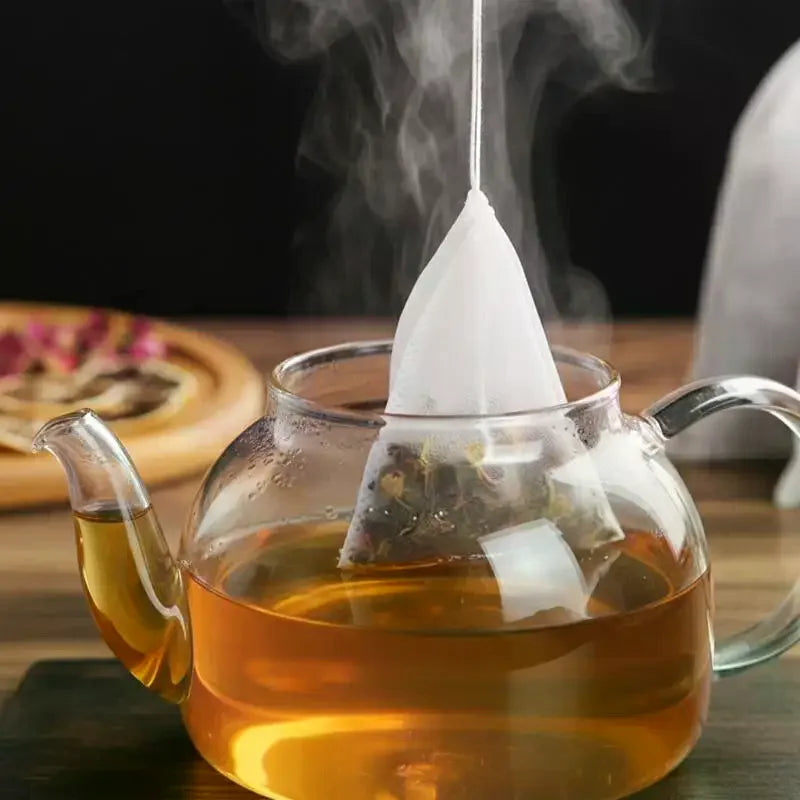 100 Disposable Drawstring Tea Bags – Empty Filter Pouches Tea Filter Bags Peaceful Pleasures Health and Wellness