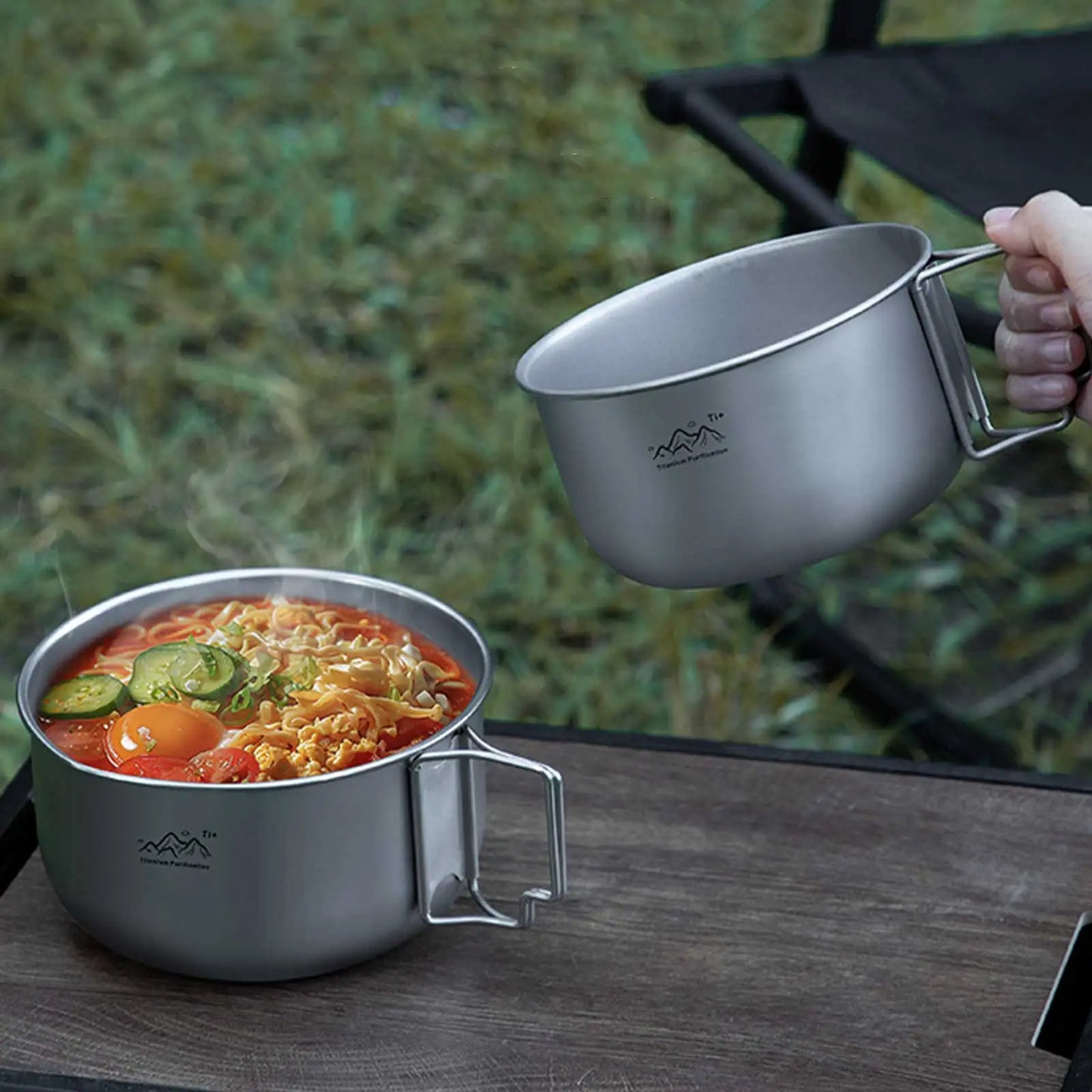 Titanium Foldable Camping Pot – Lightweight Collapsible Cookware