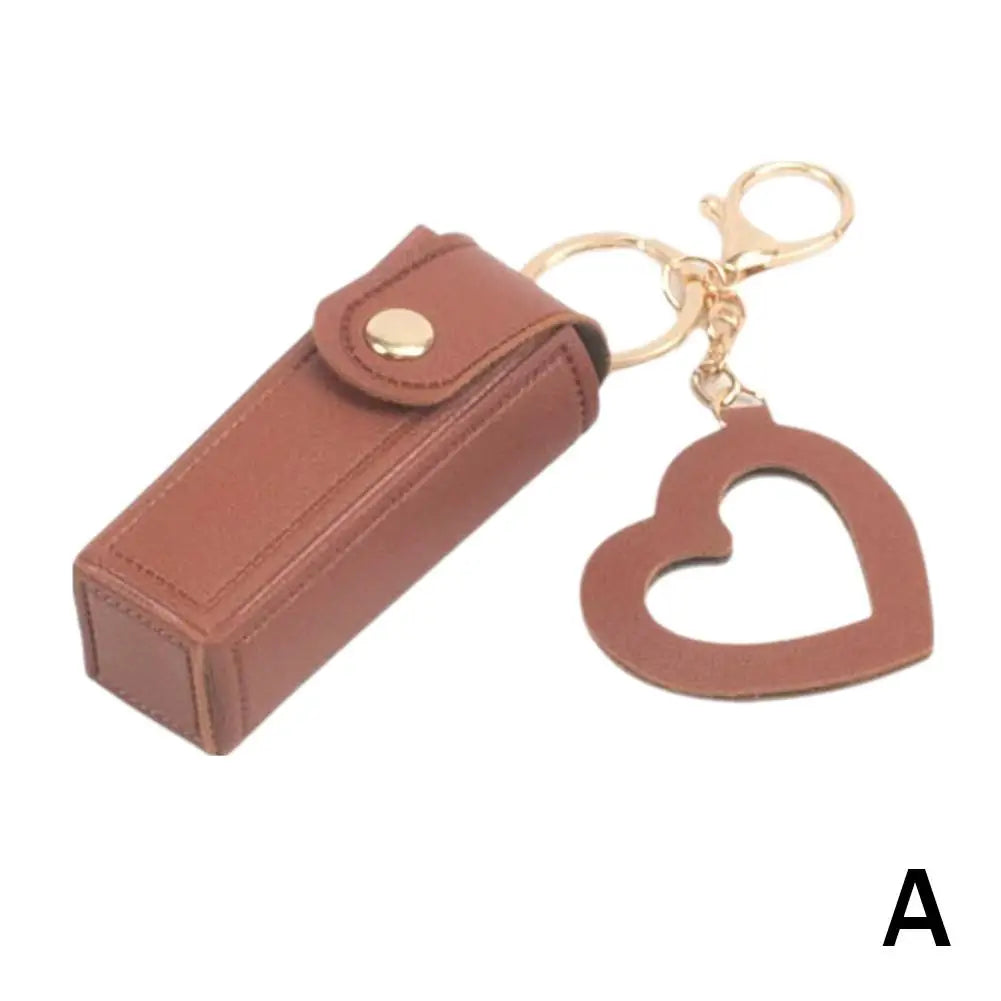 Mini PU Leather Lipstick Bag Keychain | Lip Gloss Holder Lipstick Bag Keychain Peaceful Pleasures Health and Wellness A