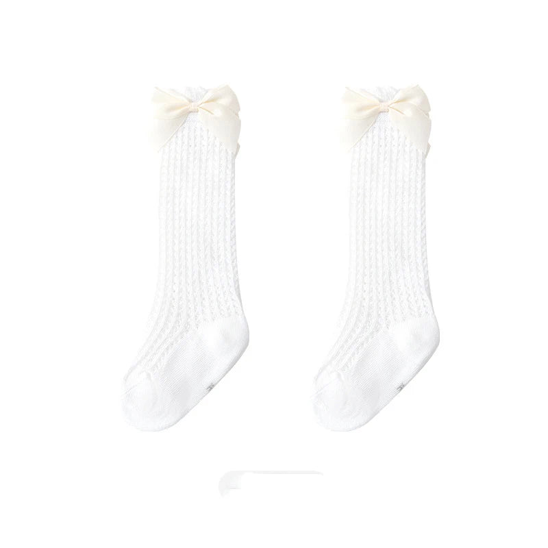 Baby Girl Bow Lace Knee High Socks | 0–24 Months Cotton