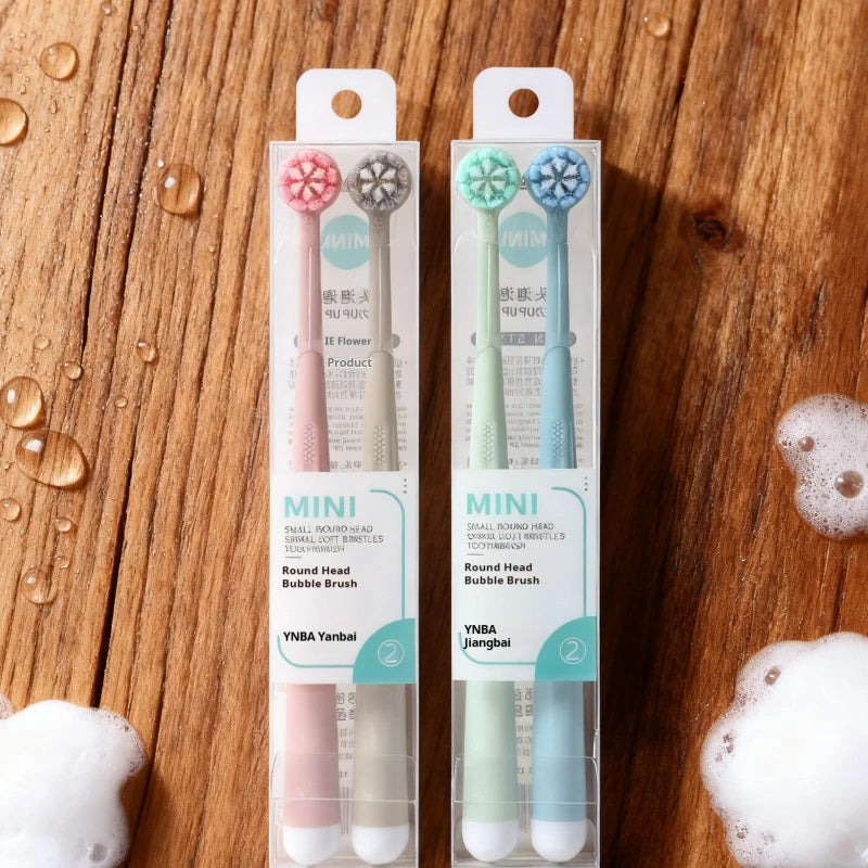 4Pcs Random Color Round Bubble Head Creative Personality Toothbrush Household Couple Family Pack High-Value Cleaning Gum Protection Tooth Care High-End Toothbrush Best Gift for Thanksgiving New Year Birthday Gift Peaceful Pleasures Health and Wellness