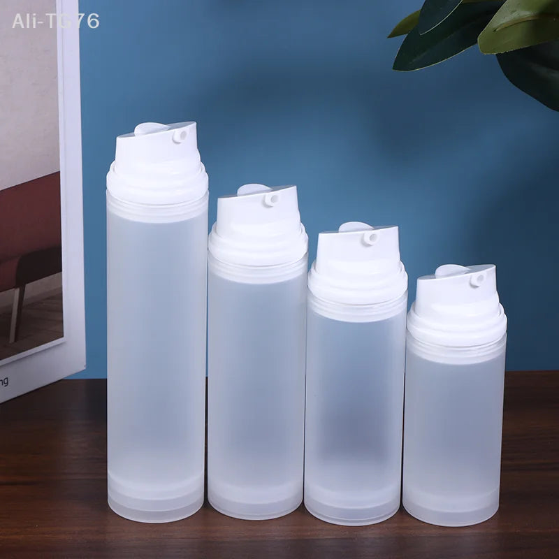 Frosted Refillable Travel Pump Bottle | Airless Lotion Dispenser