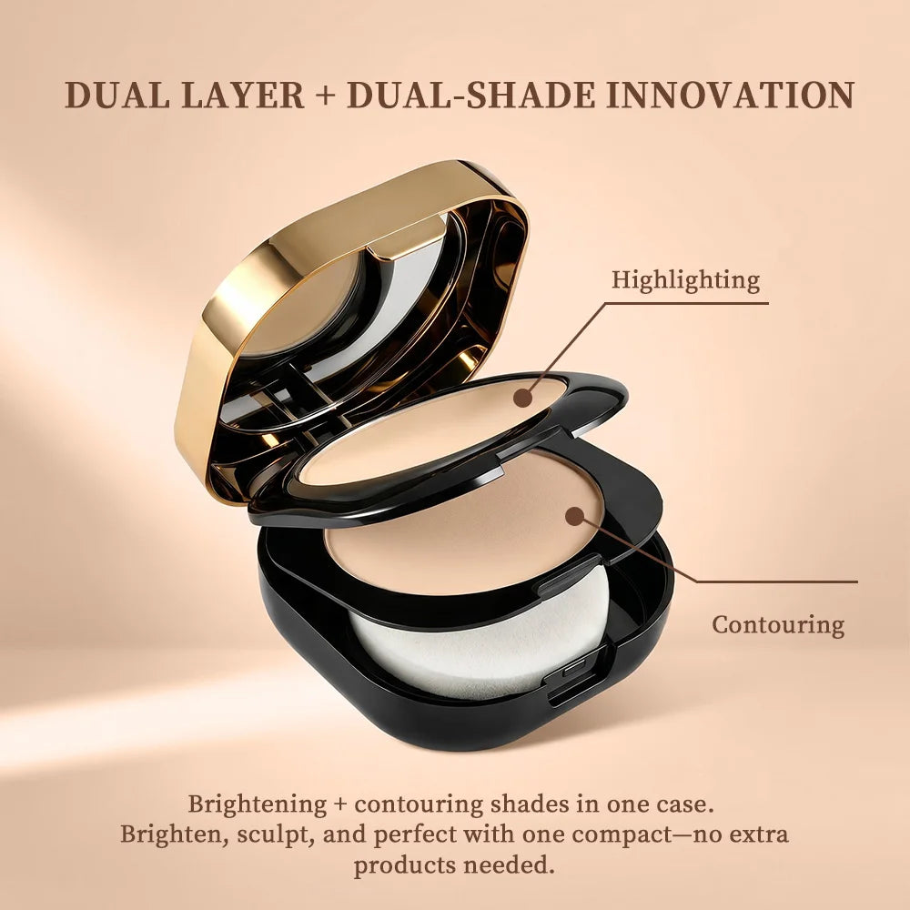Collagen Pressed Powder Brightening & Contour 2 IN 1 Strong Oil Control Fine Silky Blendable Texture Nourishing Collagen Powder Peaceful Pleasures Health and Wellness