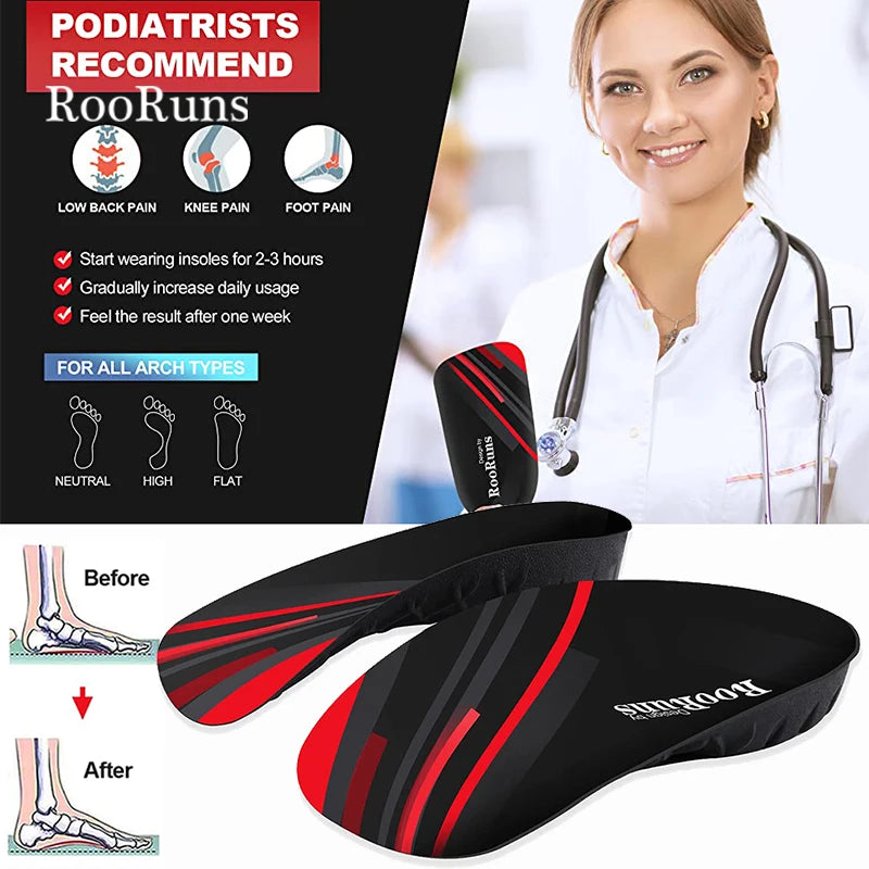 RooRuns Plantar Fasciitis 3/4 Length Insoles,High Arch Support ,For Women and Men,Flat Feet ,Walking Pain Relief Peaceful Pleasures Health and Wellness