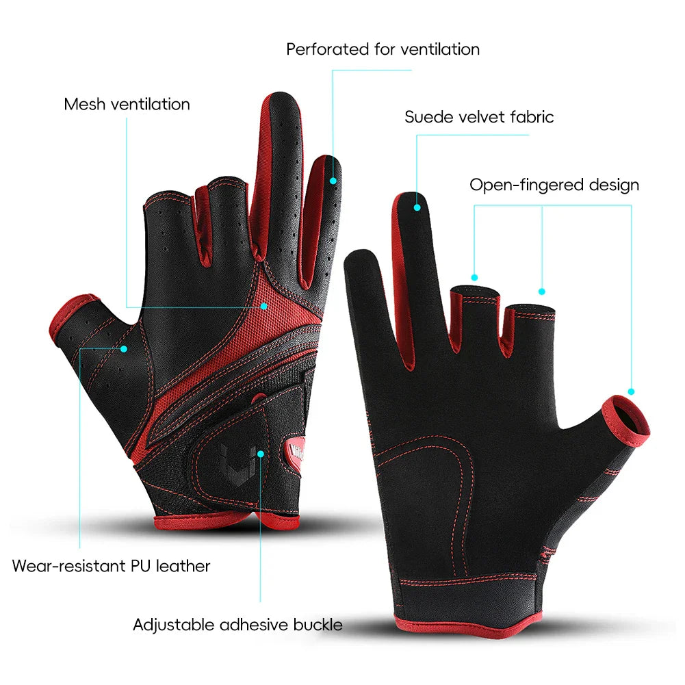Half Finger Anti-Slip Sports Gloves | PU Leather 2-Piece Set