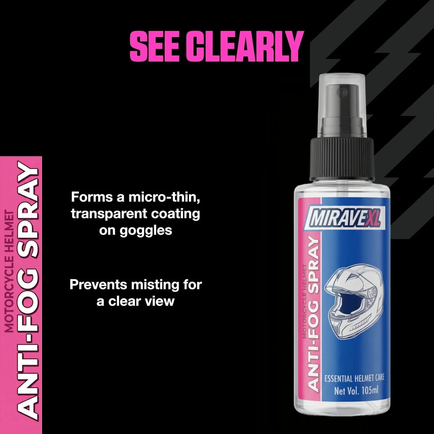 105ML Premium Anti-Fog Treatment Long-Lasting Intensive Anti-Mist Spray for Motorcycle Helmet Visors Goggles and Glasses Peaceful Pleasures Health and Wellness
