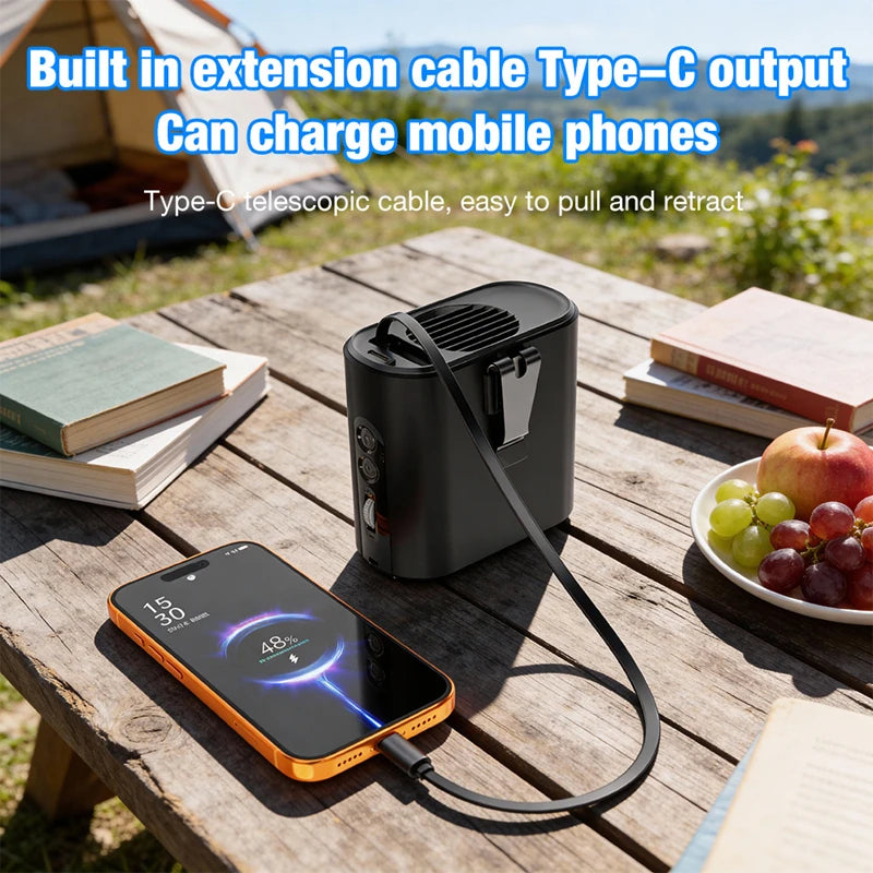 High Speed Waist Fan With USB Cable Long Endurance Battery With Work Light For Outdoor Power Bank Neck Wearing Fast Airflow Peaceful Pleasures Health and Wellness