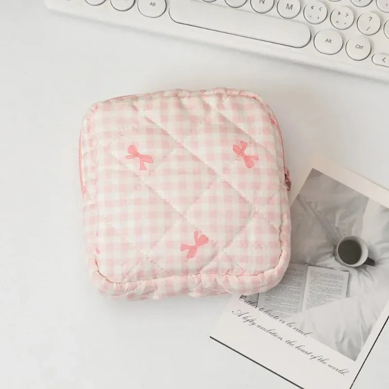 Heart Print Tampon & Sanitary Napkin Pouch | Feminine Organizer