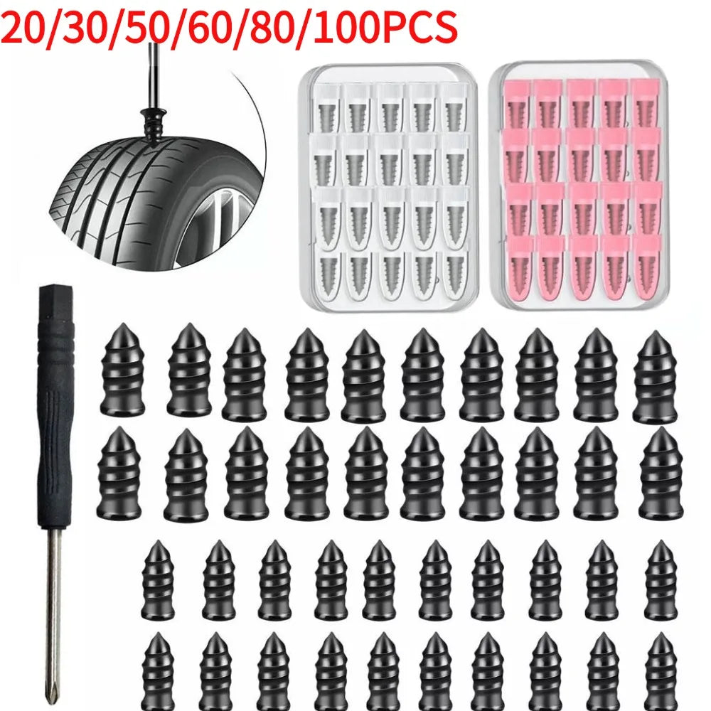 Vacuum Tire Puncture Repair Kit with Screwdriver & Storage Box Self-Service Plug & Patch for Car, Truck, Motorcycle, Bike Tire Peaceful Pleasures Health and Wellness