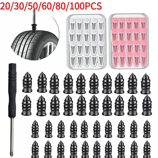 Vacuum Tire Puncture Repair Kit with Screwdriver & Storage Box Self-Service Plug & Patch for Car, Truck, Motorcycle, Bike Tire Peaceful Pleasures Health and Wellness