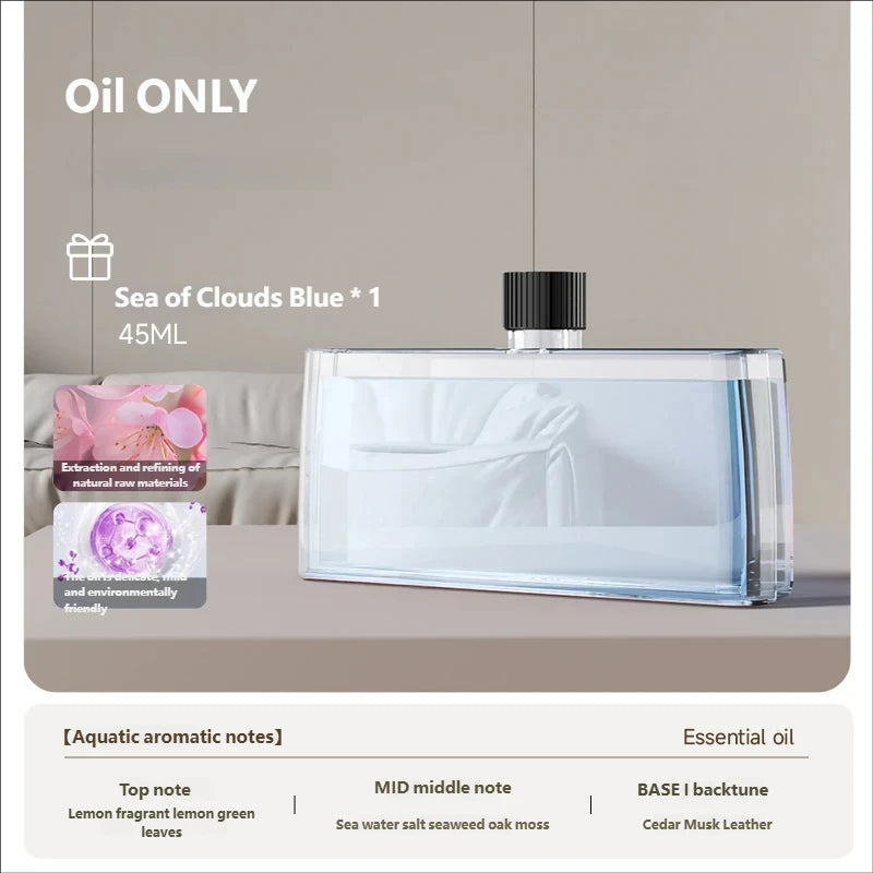 Portable Rechargeable Aroma Diffuser Essential Oil Diffuser Timer Air Freshener for Car Home Living Room Bathroom Peaceful Pleasures Health and Wellness 1pc Ocean Oil
