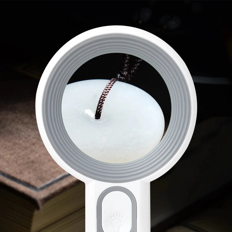 Rechargeable Handheld Magnifier 3 Lighting Modes Illuminated Magnifying Glass with LED Light for Seniors Reading Repair Peaceful Pleasures Health and Wellness