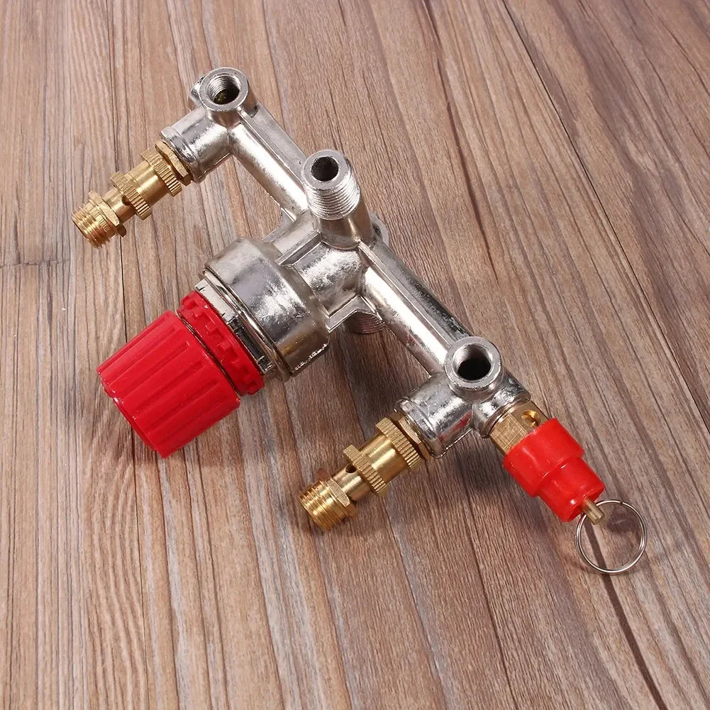 Air Compressor Switch Pressure Regulator Valve Double Outlet Tube