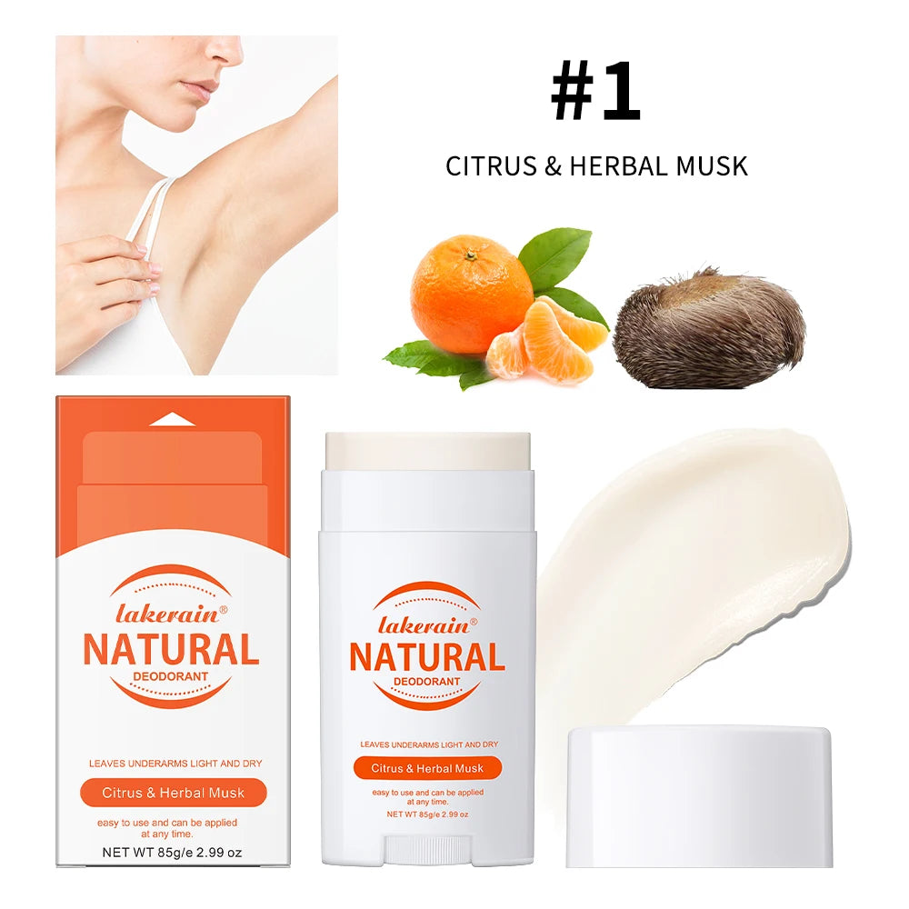 Natural Deodorant Long-lasting Fragrance Eliminate Odors Natural Plant Components Smells Fresh Fragrant Deodorant For Men Women Peaceful Pleasures Health and Wellness Citrus Herbal Musk
