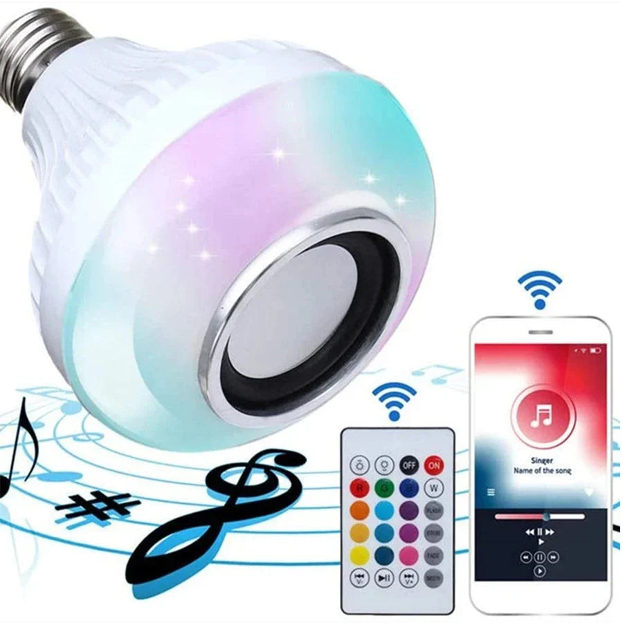 E27 Bluetooth Speaker Bulb RGBW LED Disco Light + Remote