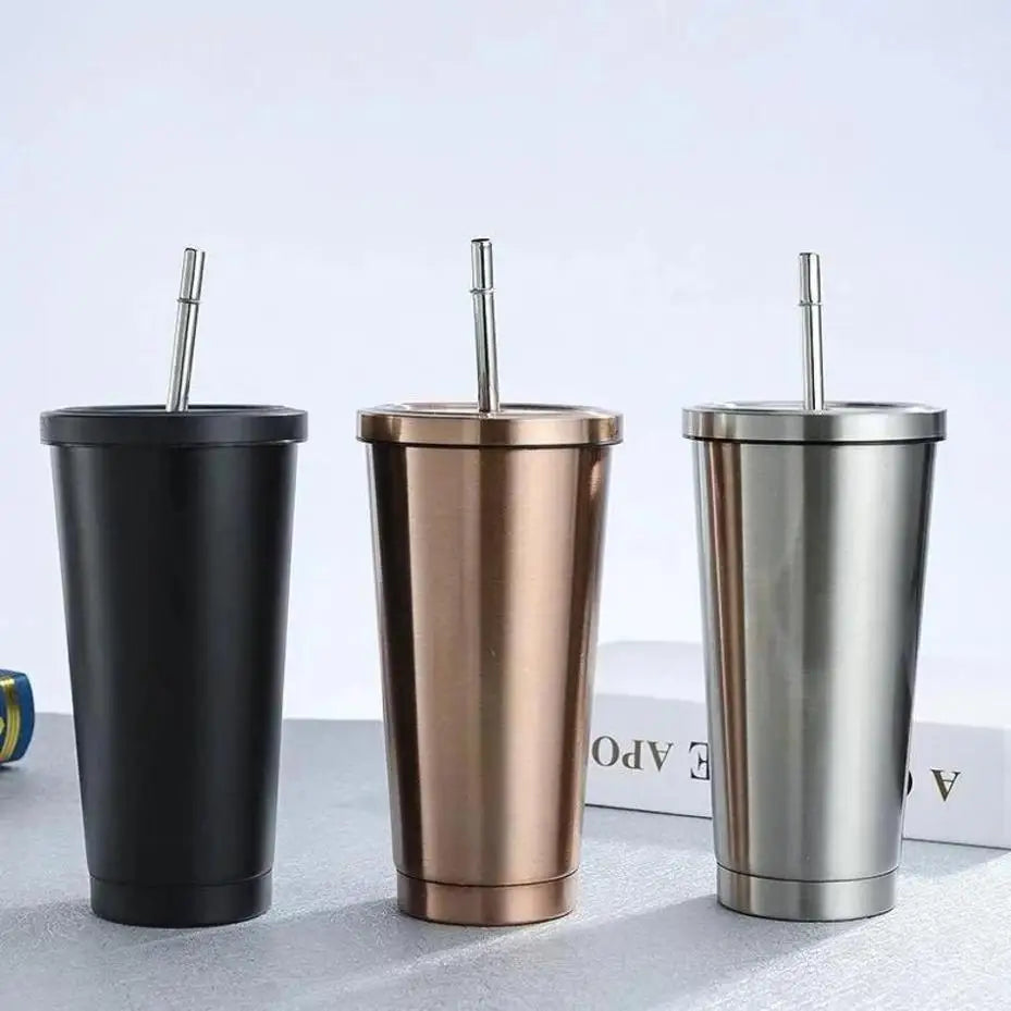 304 Stainless Steel Straw Cup Large Capacity Portable Coffee Mug