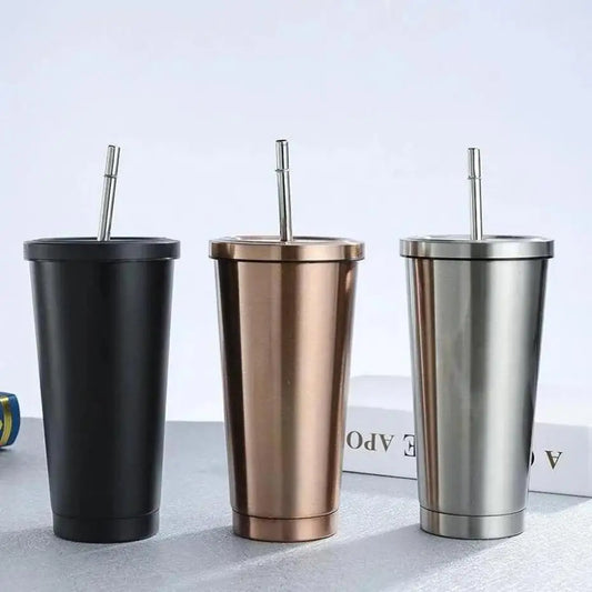 304 Stainless Steel Straw Cup Large Capacity Portable Coffee Mug Peaceful Pleasures Health and Wellness