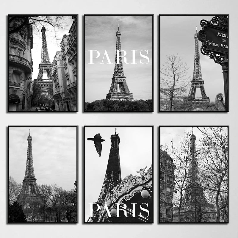 Eiffel Tower Black & White Canvas Wall Art | Paris Print