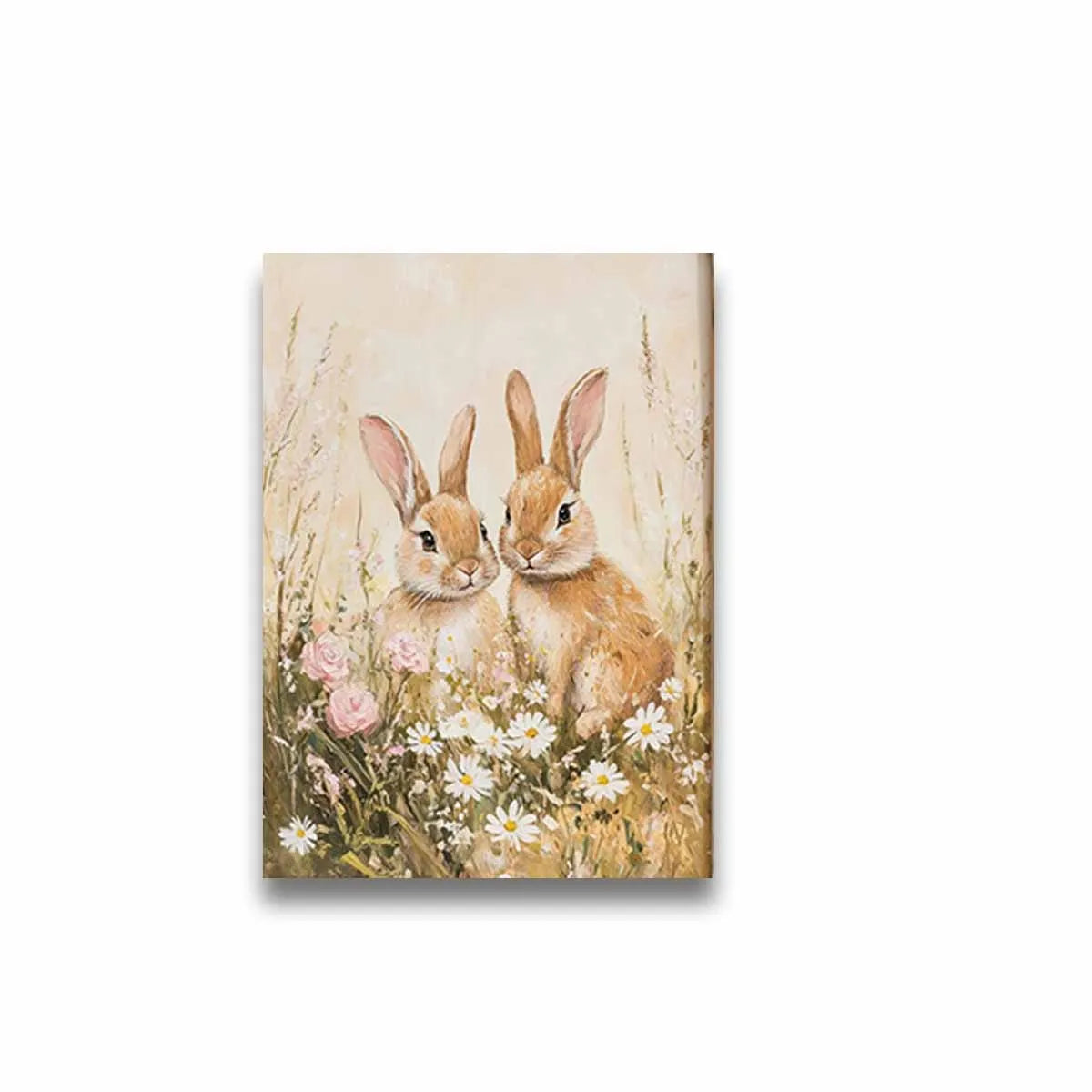 Easter Bunny Farmhouse Canvas Wall Art | Spring Floral Print